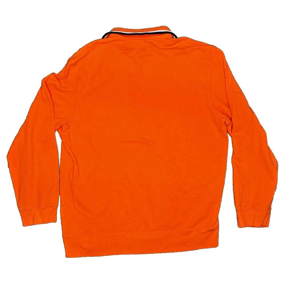 Polo Ralph Lauren Shirt Mens XL Orange Long Sleeve 1/4 zip Pocket Vntg
